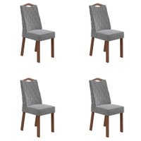 Conjunto com 4 Cadeiras Venus Linho Cinza e Imbuia Clean