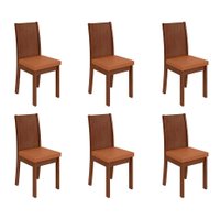 Conjunto com 6 Cadeiras Athenas Sintético Caramelo e Imbuia Clean