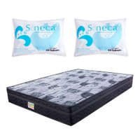 Colchão Casal Imperial Molas Verticóil (23x138x188) Preto e Cinza com 2 Travesseiros Soneca Branco
