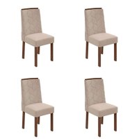 Conjunto com 4 Cadeiras Astrid Veludo Creme e Imbuia Clean