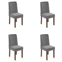 Conjunto com 4 Cadeiras Astrid Linho Cinza e Imbuia Clean