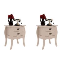 Conjunto com 2 Mesas de Cabeceira Premier 4 GV Off White