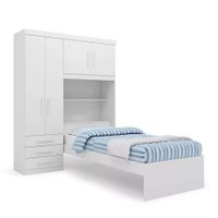 Guarda-Roupa Solteiro com Cama e Baú Advantage Flex 4 PT 3 GV Branco