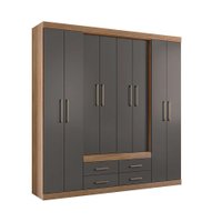 Guarda-Roupa Casal Nápoles 8 PT 4 GV Jatobá e Grafite