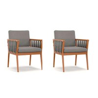 Conjunto com 2 Poltronas Chicago Linho Cimento