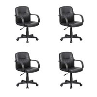 Conjunto com 4 Cadeiras de Escritório Secretária Giratórias Clean Preto