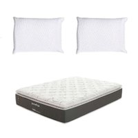 Colchão King Safira Plush Molas Ensacadas (30x193x203) Branco e Cinza com 2 Travesseiros Guldi Soft Nasa Branco