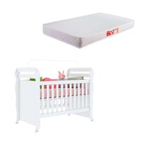 Berço Minicama Isabel Branco com Colchão Infantil Baby Liso D18 (10x70x130) Branco
