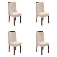 Conjunto com 4 Cadeiras Astrid Linho Bege e Imbuia Clean