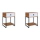 Conjunto com 2 Mesas de Cabeceira Paricel 1 GV Mel e Branco