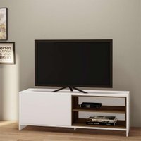 Rack Carmelo Branco e Madeirado 130 cm