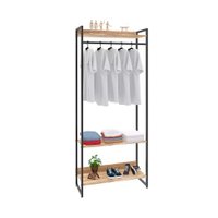 Guarda-Roupa Closet Studio Carvalho e Preto 80 cm