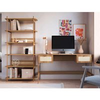 Conjunto de Escrivaninha com Estante Oslo Hanover e Dourado