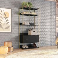 Guarda-Roupa Closet Industrial Mital 2 GV Preto e Dourado 89 cm