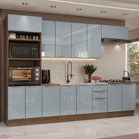 Armário de Cozinha Completa 310cm Rustic/Cinza Lux Madesa 02