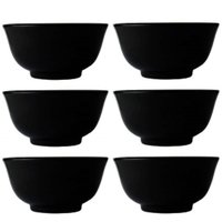Conjunto 6 Tigelas Porcelana Pequenas Preta 240ml Oriental 11cm Germer Sopa Missô Shimeji