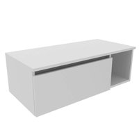 Balcão Gabinete Suspenso Armário Sem Cuba 80cm 1 Porta 1 Nicho Lateral para Banheiro Branco