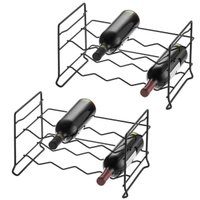 Conjunto 2 Suportes 16 Garrafas Vinho Aramado Grafite Adega Empilhável Horizontal Schmitt