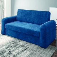 Sofá Cama Versátil 2 Lugares Veludo Selmer Azul