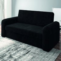 Sofá Cama Versátil 2 Lugares Veludo Selmer Preto