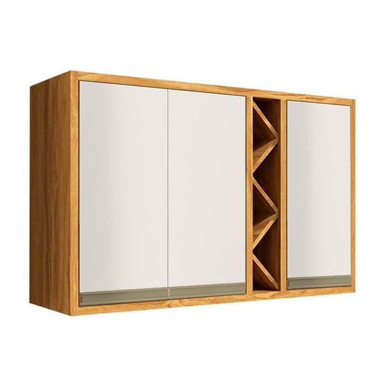 Armário Aéreo p/ Cozinha Tempranillo c/ 3 Portas 120cm Amendoa/Off White - Ronipa