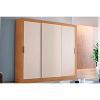 Guarda Roupa 3 Portas de Correr e 4 Gavetas Veneza Flex Naturale/Off White - Rufato