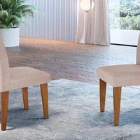 Cadeira de Cozinha Lunara Kit 2 Un Imbuia/Linho Bege Turim - Rufato