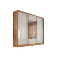 Guarda Roupa 3 Portas de Correr e 8 Gavetas c/ Espelho Arezzo/Medelim Cumaru/Fendi - Novo Horizonte