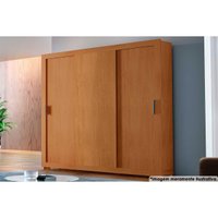 Guarda Roupa Com 3 Portas de Correr e 4 Gavetas Com Pés Veneza Flex Naturalle/Ripado 3D - Rufato