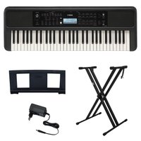 Kit Teclado Arranjador 61 Teclas PSR E383 com Fonte Bivolt Yamaha e Suporte em X
