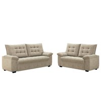 Conjunto de Sofá 2 e 3 Lugares Bertioga Veludo Capuccino Luizzi