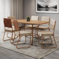 Conjunto Sala de Jantar Mesa e 6 Cadeiras Fênix Carraro Rose