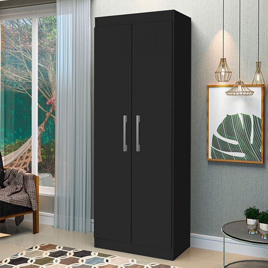 Armário Multiuso Lumina 2 Portas 4 Prateleiras Preto - J&a Móveis