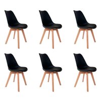 Conjunto com 6 Cadeiras Saarinen Wood Preto
