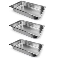 Kit 3 Cubas Inox Gastronômica Perfurada 1/1 Restaurante 14l