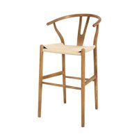 Banqueta Alta Madeira Para Cozinha Bancad Ilha Area Gourmet Wish Bone Rattan Natural
