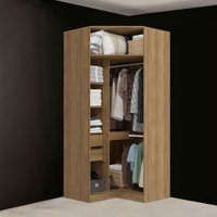 Modulo Guarda-Roupa de Canto Adapt 2 Gavetas 5 Prateleiras Nogueira - Kappesberg