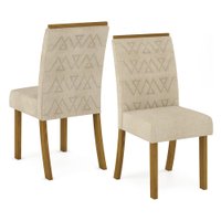 Conjunto Sala de Jantar Tampo MDF com Vidro Canto Reto 120 Cm 4 Cadeiras Melinda Casa 812