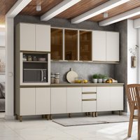 Cozinha Compacta 5 Peças com Aéreo de Vidro e Torre Quente Évelin Henn
