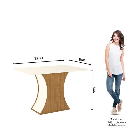 Conjunto Sala de Jantar Tampo MDF Canto Reto 120 Cm 4 Cad Brenda Casa 812