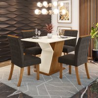 Conjunto Sala de Jantar Mesa 120 Cm Tampo MDF 4 Cadeiras Zuri Casa 812