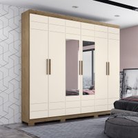 Guarda Roupa Casal 6 Portas Com 2 Espelhos 2 Gavetas Flora Henn