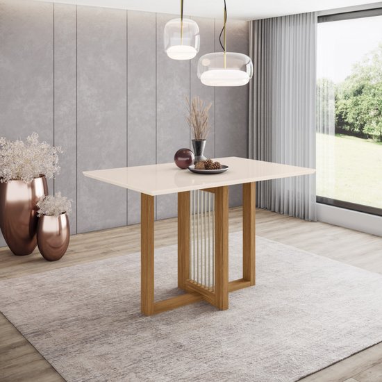 Mesa de Jantar Com Tampo MDF com Canto Reto 120 Cm Natalí Henn