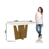 Conjunto Sala de Jantar Tampo MDF Canto Reto com Vidro 120 Cm 4 Cadeiras Kateryna Henn
