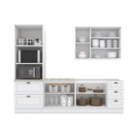 Cozinha Completa 4 Peças Com Aéreo 3 Portas Com Vidro Amy Casa 812