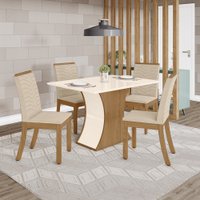 Conjunto Sala de Jantar Tampo MDF Canto Reto 120 Cm 4 Cadeiras Melanie Henn