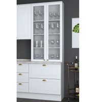 Cristaleira 2 Portas 2 Gavetas Americana Henn Cinza/Calcare BP