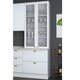 Cristaleira 2 Portas 2 Gavetas Americana Henn Cinza/Calcare BP