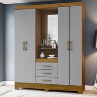 Guarda Roupa Casal Com 4 Portas com Espelho 3 Gavetas B24 Briz