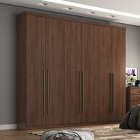 Guarda Roupa Casal 6 Portas 3 Gavetas Pérola Henn Castanho